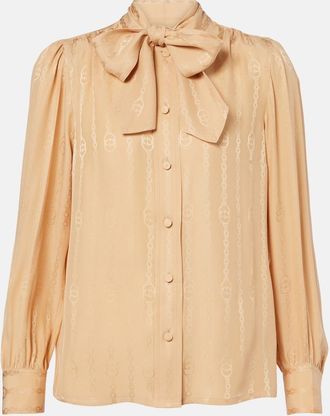 Gucci Camisa de seda con GG en jacquard