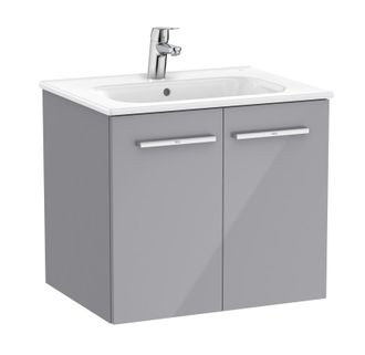 Roca Roca - Pack Unik Mueble Base Con Puertas + Lavabo Victoria Color: Gris Brillante
