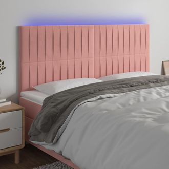 vidaXL Cabecero Con Luces Led Terciopelo Rosa 180x5x118/128 Cm Vidaxl