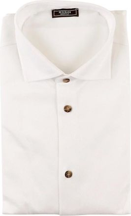 PESERICO Overhemden, Heren, Wit, S, Katoen, Pima Katoen Piqu&eacute; Shirt