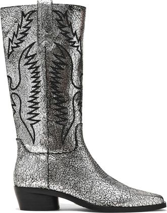 Steve Madden Womens Leather Trevi Boot Silvers - Silver - Size UK 8