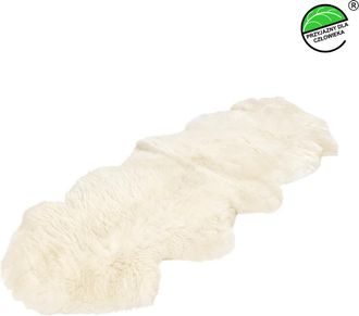 OEM Alfombra Blanca Natural Hecha De 2 Pieles De Oveja, Tama&ntilde;o 180x50cm