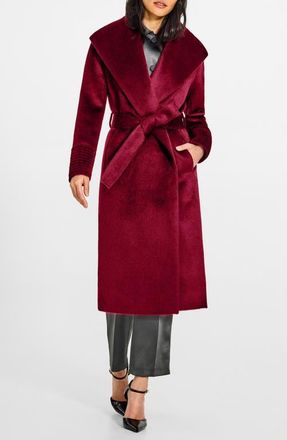 Sentaler Shawl Collar Alpaca & Wool Blend Longline Wrap Coat in Bordeaux at Nordstrom, Size X-Large