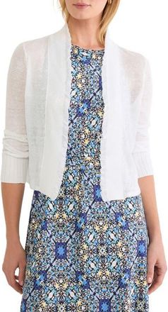Nic+Zoe Ruffle Featherweight Linen Blend Cardigan in Paper White at Nordstrom, Size Xx-Large