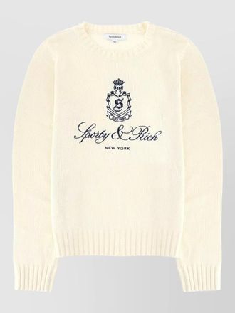 Sporty & Rich logo jersey crew neck ribbed trims