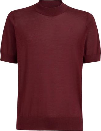 Brunello Cucinelli Gebreid T-shirt met col - Rood