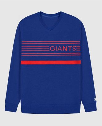 Starter Mens New York Giants Starter Jacquard Pullover Sweater In Blue