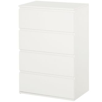 HOMCOM Chest of Drawers - 4 Drawers Storage Cabinet Floor Tower Cupboard for Bedroom Living Room - White Sideboard Room - Home Living | TJ Hughes