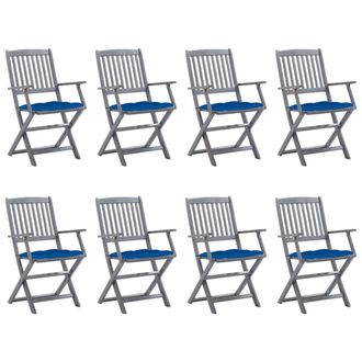 vidaXL Sillas Exteriores Plegables 8pcs Con Acacia Madi&ccedil;a - 205466 Almohadillas