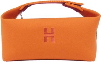 Herm&egrave;s Orange Canvas Pouch (Pre-Owned)