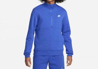Nike Mens Sportswear Club Brushed-Back 1/2-Zip Sweatshirt In Blue