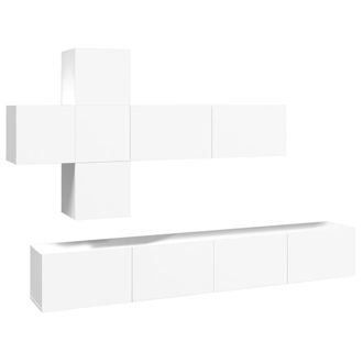 vidaXL Set De Muebles Para Tv 7 Piezas Madera Contrachapada Blanco Vidaxl