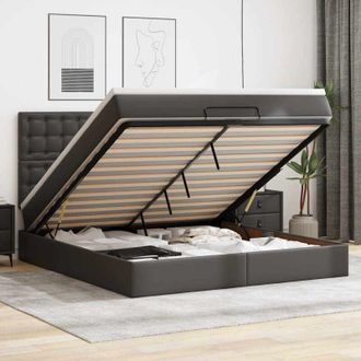 vidaXL Vidaxl - Estructura Cama Otomana Colch&oacute;n Cuero Sint&eacute;tico Negro 160x200cm