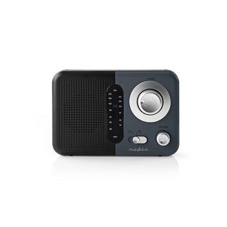 Nedis Radio Fm Diseno Portatil Fm Funciona Con Pilasadaptador De Corriente Analogico 24 W Pantalla En Blanco Y Negro Bluetooth Conector Para Auriculares Asa