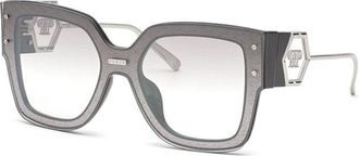 Philipp Plein Philipp Plein Sunglasses Rectangle Full Rim, Black Frame And Silver Mirror Lens Spp041Mz42X