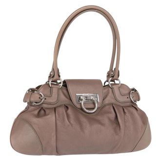 Ferragamo Gancini Leather Beige Leather Handbag (Pre-Owned)