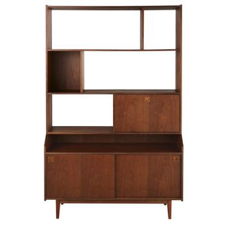 Maisons du monde Biblioteca asim&eacute;trica de chapa de nogal con 2 puertas