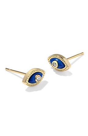 Kendra Scott Mini Eye Stud Earrings in Gold Dark Blue Magnesite at Nordstrom