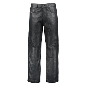 Diesel Straight Jeans, male, Black, Size: W34 Leather pants