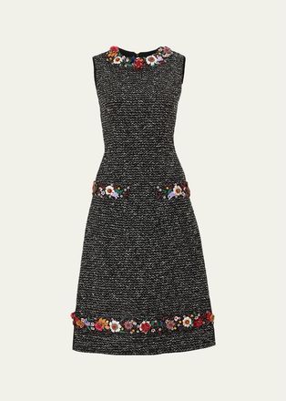 Carolina Herrera Floral Embroidered Sleeveless Dress