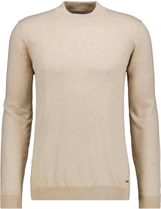Ragman Rundhalspullover RAGMAN, Herren, Gr. 56, beige, melange, 820, 95% Baumwolle 5% Kaschmir, hoch geschlossener Ausschnitt, Pullover Rundhalspullover
