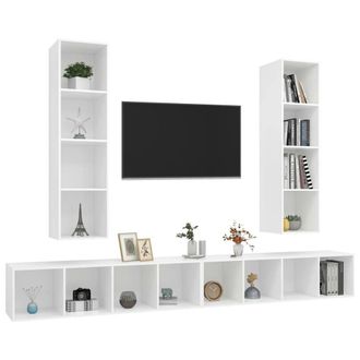Berkfield Home Practical Wall-mounted TV Cabinets 4 pcs White Engineered Wood