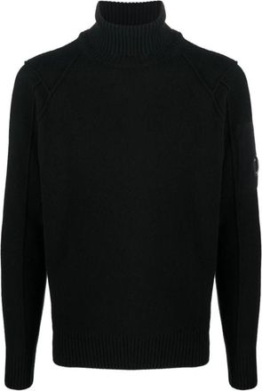 C.P. Company Zwarte Lamswollen Rollneck Trui voor Heren - Heren - Coltruien - Zwart - M - Wol - Truien & Vesten