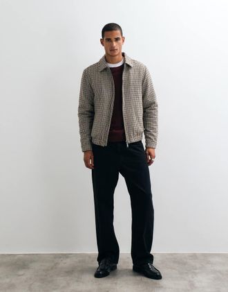 Threadbare giacca con colletto in fantasia a quadri marrone