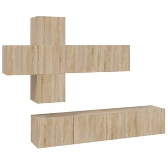 vidaXL Set De Muebles Para Tv 7 Pzas Madera Contrachapada Roble Sonoma Vidaxl
