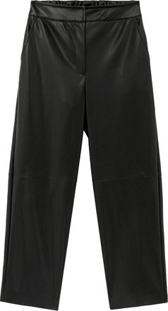 Alpha Studio Cropped Pants with Smooth Leather-Like Finish and High Waist