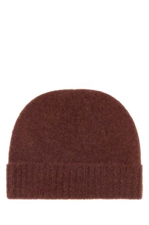 Vivienne Westwood Womens Brown Alpaca Blend Fluffy Beanie Hat Aw26tobacco Exterior: Nylon Wool Cappelli