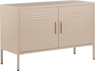 Beliani Aparador De Oficina Moderno De Estilo Industrial De Metal Acero Con 2 Puertas Y Estantes Beige Uria