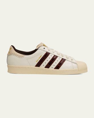 adidas Mens Superstar Croc-Embossed Leather Sneakers
