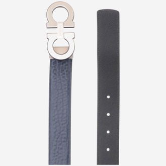 Ferragamo Mens Leather Belt Calf New Navy Dkb-Graphite-Black Dkb/graphite/black