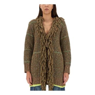 Stella McCartney Stella McCartney, Cardigans, female, Green, Size: M Multicoloured Tweed Knit Cardigan