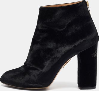 Charlotte Olympia Black Velvet Alba Ankle Boots