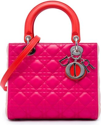 Dior Pre-owned Dior Medium Tricolor Lambskin Cannage Lady Satchel Ladies LWIFYJS71D4BBGYJ