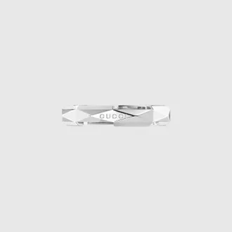 Gucci Link To Love 18k Studded Ring, Size 10, White Gold, White Gold