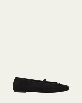 Stuart Weitzman Prima Suede Mary Jane Ballerina Flats