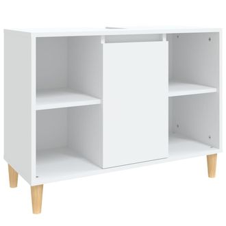 vidaXL Armario Para Lavabo Madera Contrachapada Blanco 80x33x60 Cm Vidaxl