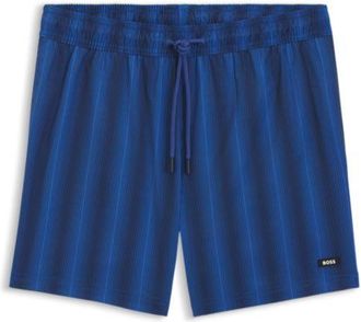 BOSS Logo-badge swim shorts with stripe