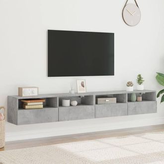 Berkfield Home TV Wall Cabinets 2 pcs Concrete Grey 100x30x30 cm Engineered Wood | Size: 100 x 30 x 30 cm