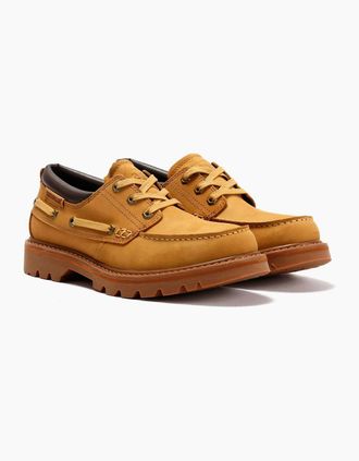 CAT Mens Caterpillar Colorado Boat Lo Leather Mens Honey Buckskin Lace-Up Shoes - Yellow - Size: 7