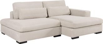 Vente-Unique Sof&aacute; rinconera derecha de pana beige SELIORA