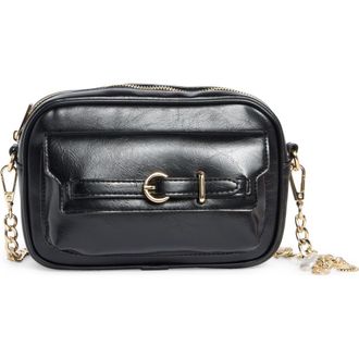 Madden Girl Crinkle Faux Leather Camer Bag in Black at Nordstrom Rack