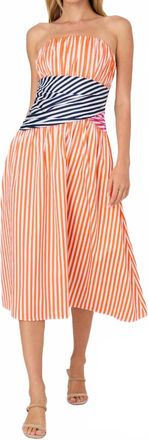 French Connection Alexis Striped Midi Dress In Multi