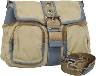 Prada Pre-owned Nylon Schoudertas - Dames - Vintage Schoudertas - Beige - ONE Size - Nylon - Vintage