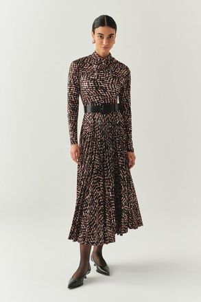 Exquise Aspyn K. Midi Dress in Black Patterned at Nordstrom, Size X-Small