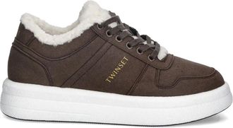 Twin-Set logo-print sneakers - women - Rubber/Other fibres/Leather - 38 - Brown
