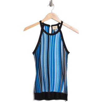 Elie Tahari Stripe Halter Neck Sleeveless Top in Blue Combo at Nordstrom Rack, Size X-Small